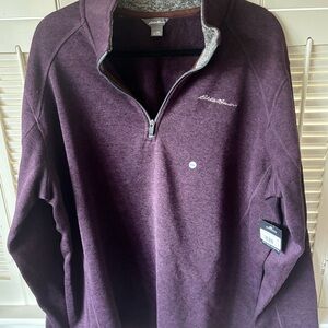 Eddie Bauer 1/4 Zip Men’s Fleece Pull Over.Eggplant XXL NEW WITH TAGS. Style!!!